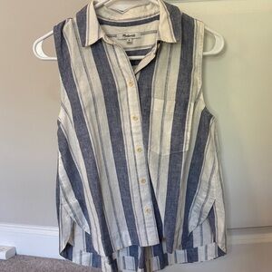 Madewell Navy and Cream Striped Sleeveless Top